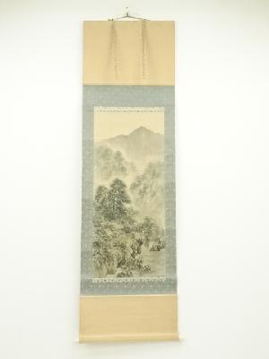 作家物　山水　肉筆絹本掛軸